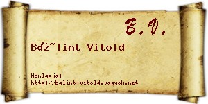 Bálint Vitold névjegykártya